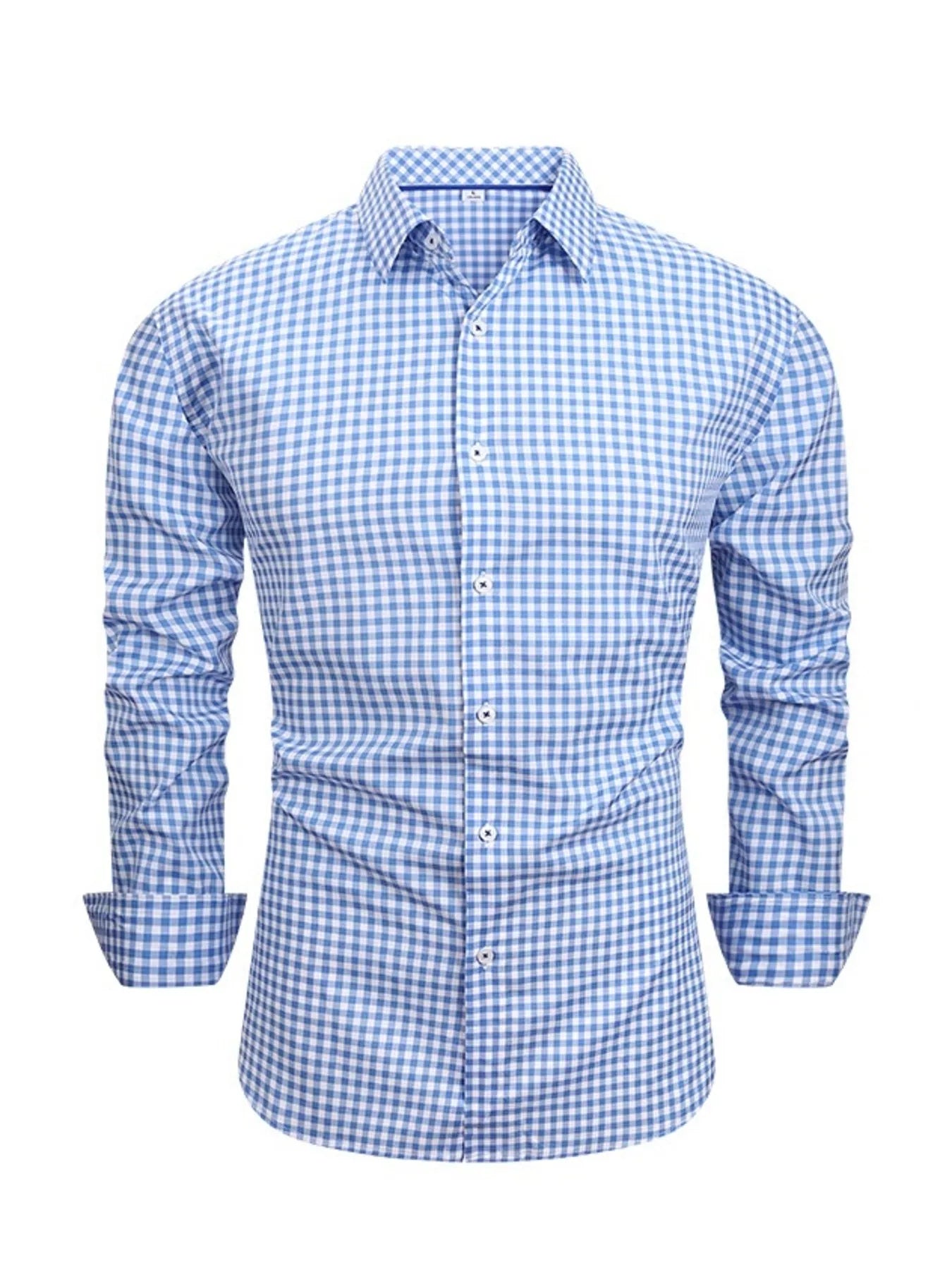 Men's Full Size Classic Fit Long Sleeve Gingham Shirt Plus Size from Armoire Gemzis