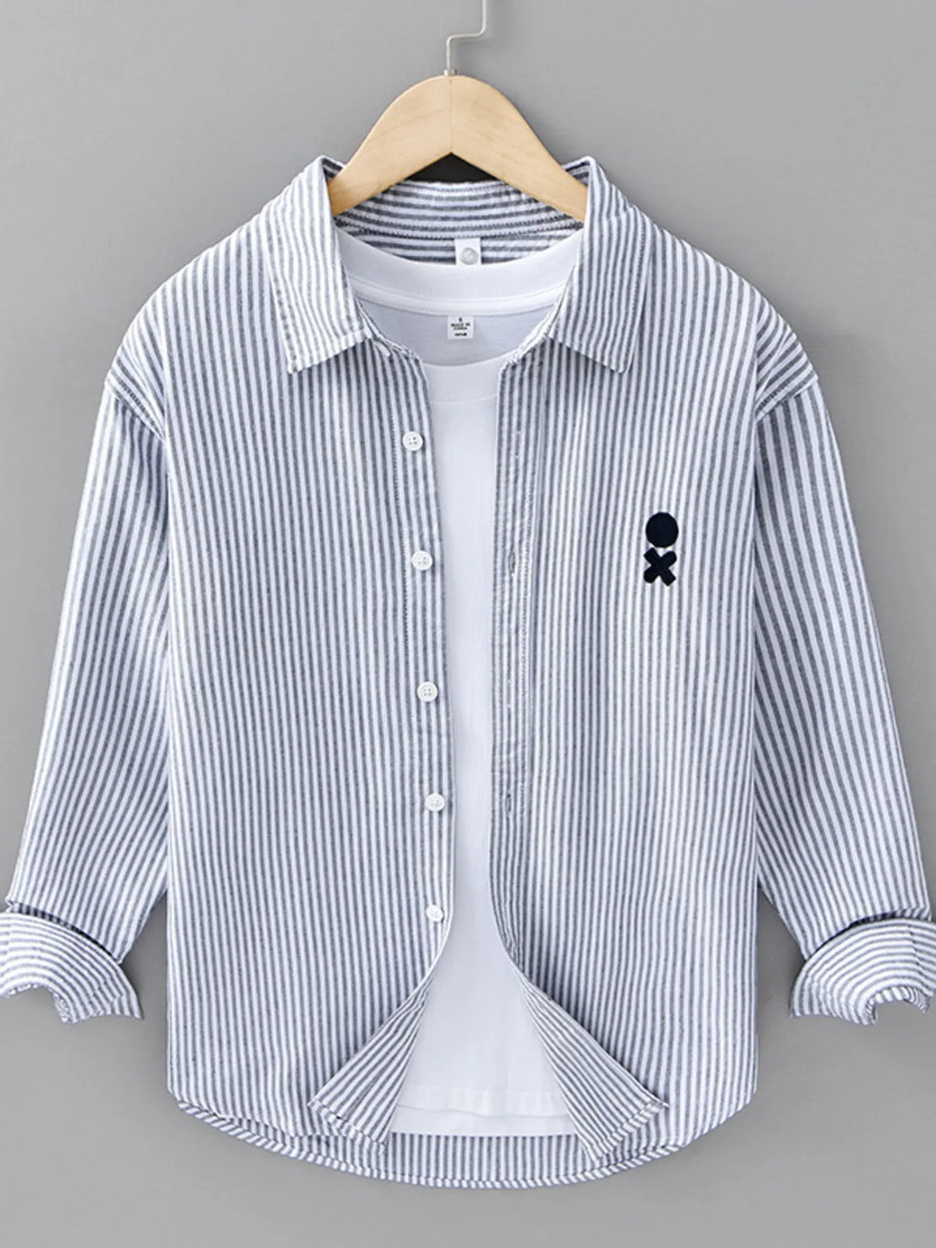 Men's Plus Size Striped Casual Long Sleeve Shirt from Armoire Gemzis