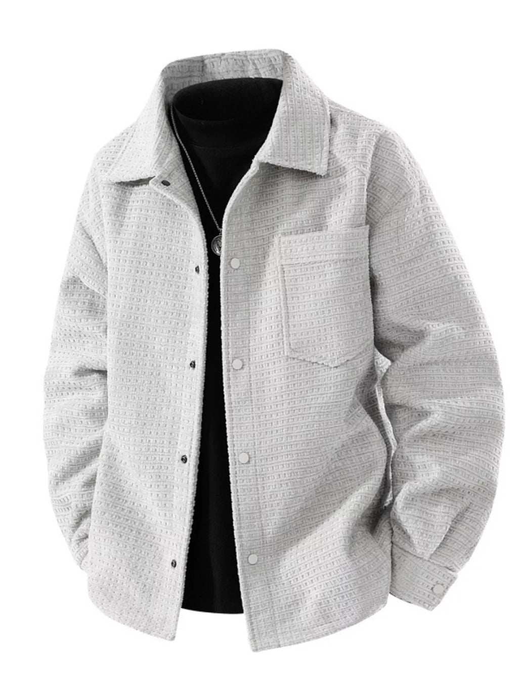 Men's Plus Size Textured Snap Down Shacket from Armoire Gemzis