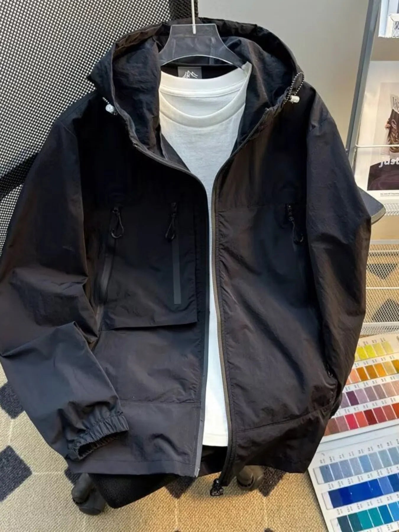 Men's Plus Size Lightweight Hooded Windbreaker Jacket from Armoire Gemzis