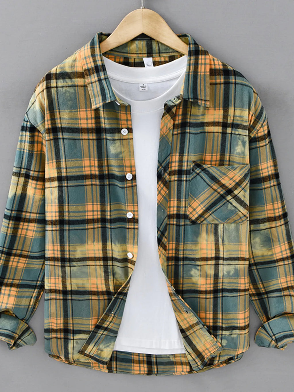 Men's Plus Size Plaid Casual Long Sleeve Shirt from Armoire Gemzis