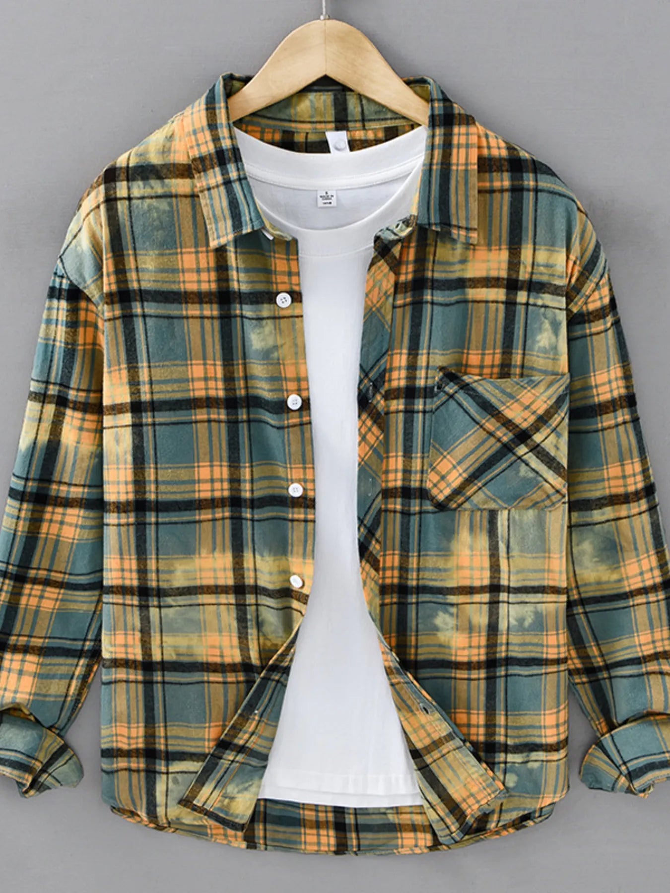 Men's Plus Size Plaid Casual Long Sleeve Shirt from Armoire Gemzis