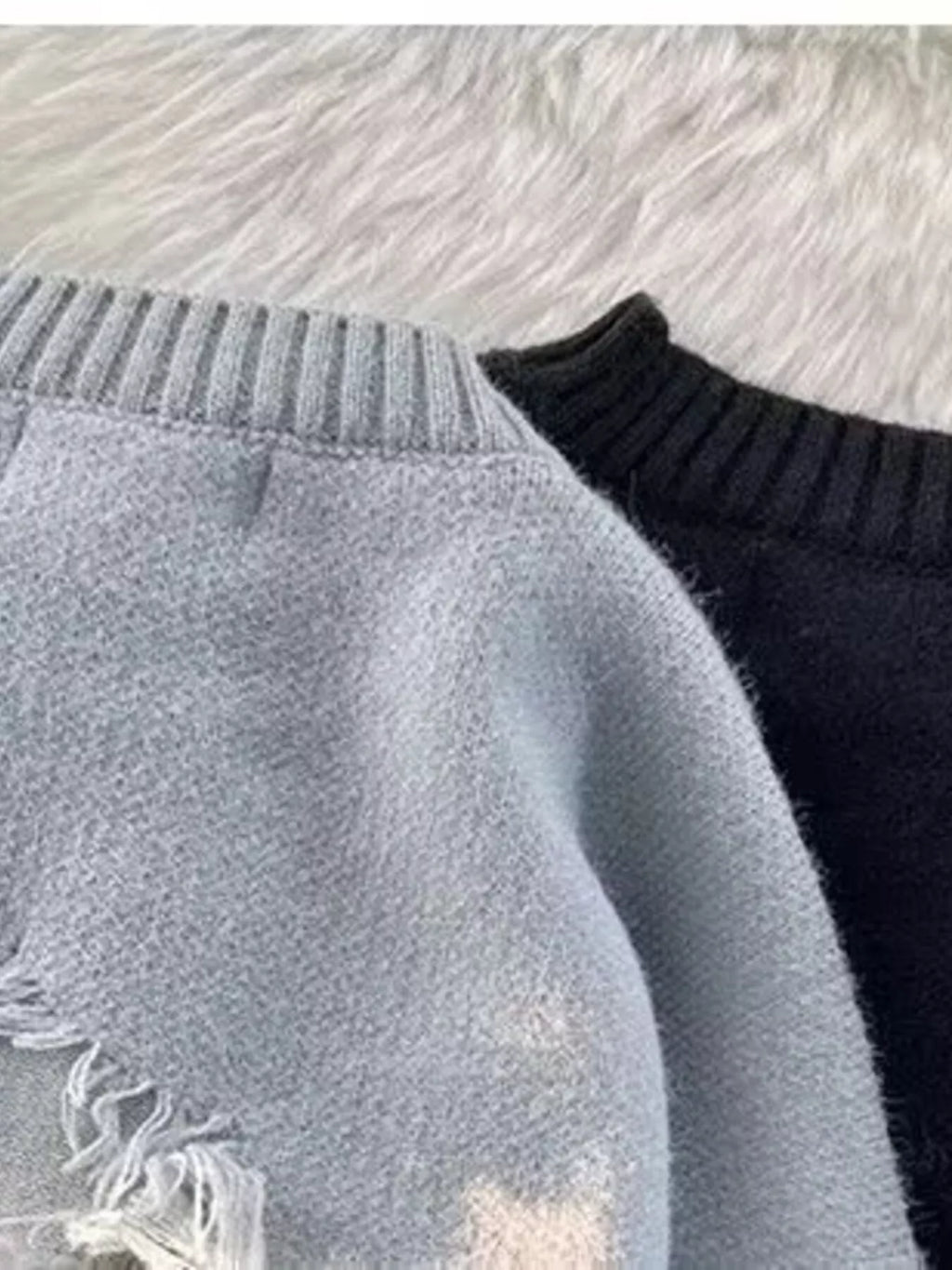 Men's Plus Size Distressed Knit Pullover Sweater from Armoire Gemzis