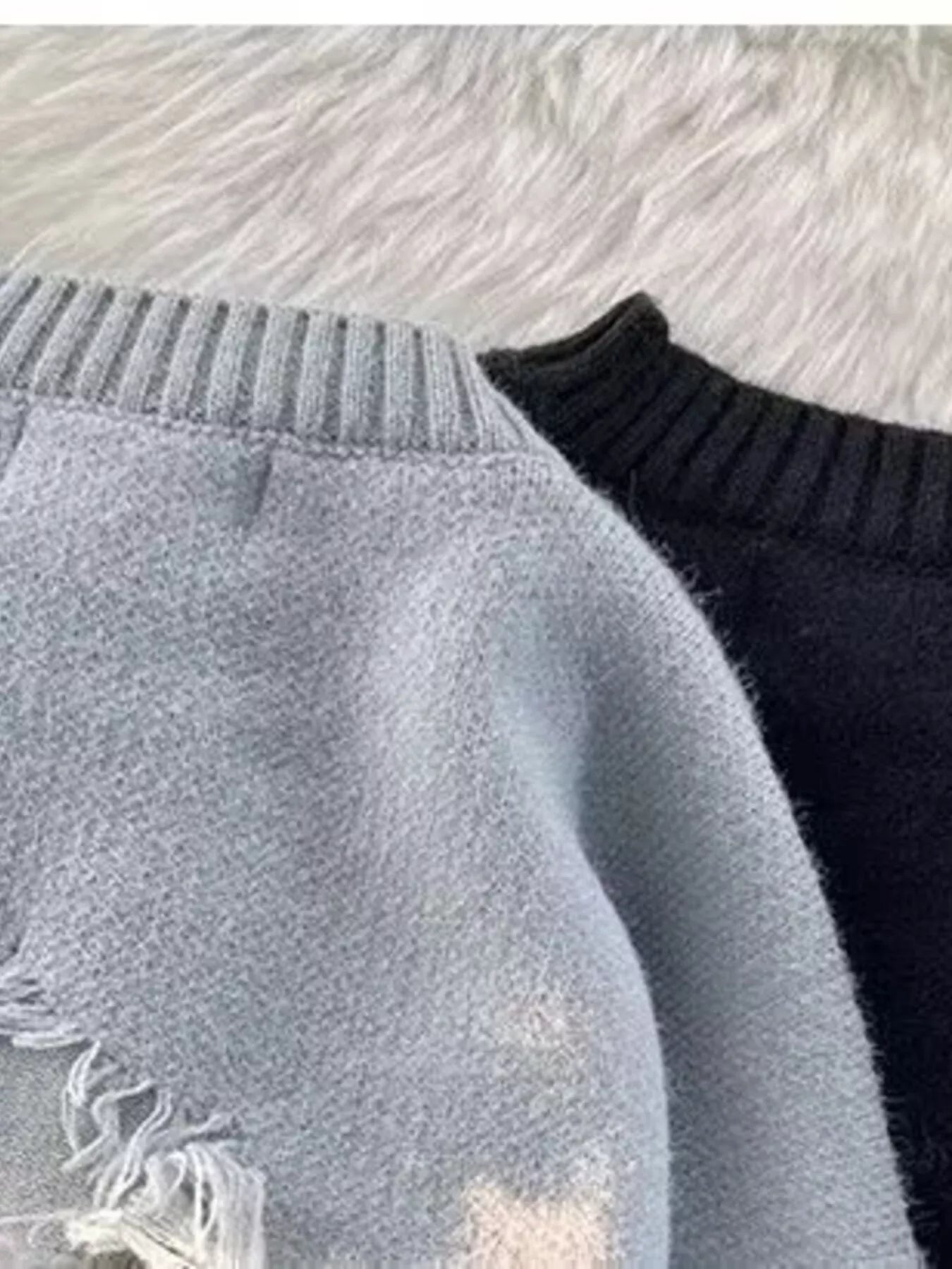 Men's Plus Size Distressed Knit Pullover Sweater from Armoire Gemzis