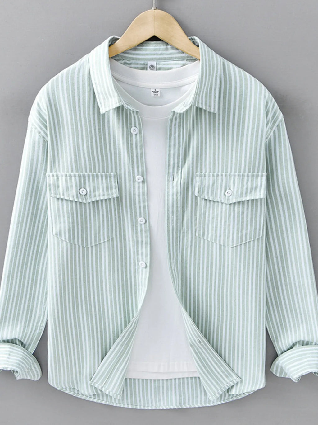 Men's Plus Size Striped Casual Long Sleeve Shirt from Armoire Gemzis