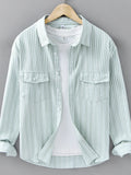 Men's Plus Size Striped Casual Long Sleeve Shirt from Armoire Gemzis