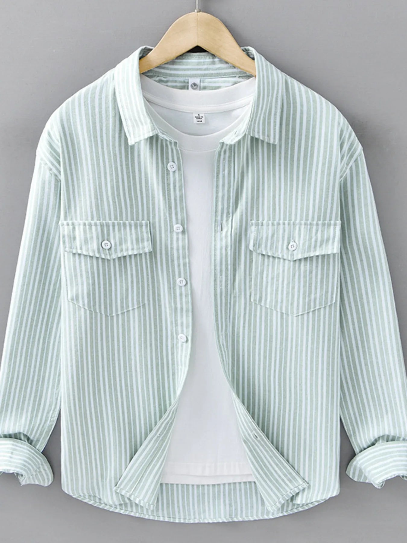 Men's Plus Size Striped Casual Long Sleeve Shirt from Armoire Gemzis
