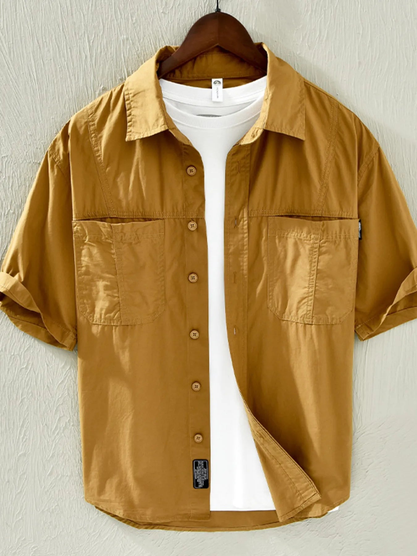 Men's Plus Size Casual Short Sleeve Button-Down Shirt from Armoire Gemzis