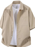 Men's Plus Size Casual Short Sleeve Button-Down Shirt from Armoire Gemzis