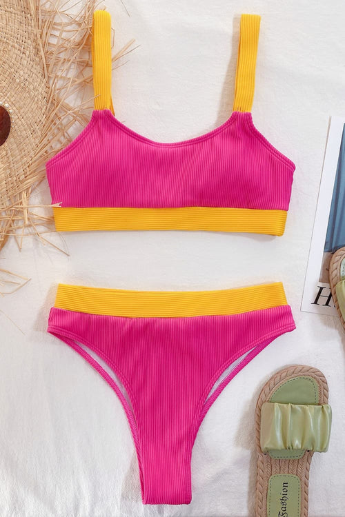 Color Block Scoop Neck Bikini Set from Armoire Gemzis