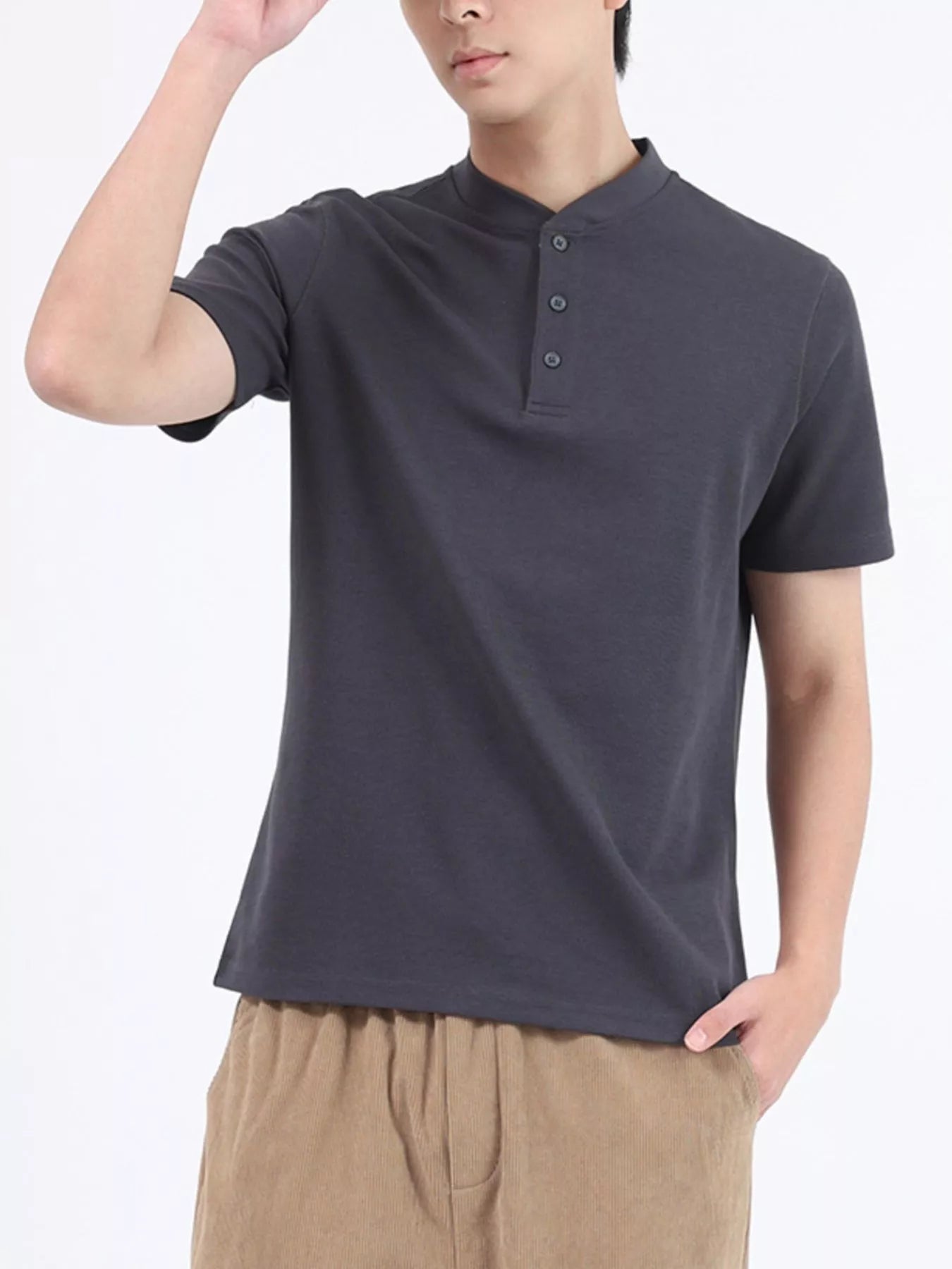 Men's Plus Size Casual Button Detail Short Sleeve T-Shirt from Armoire Gemzis