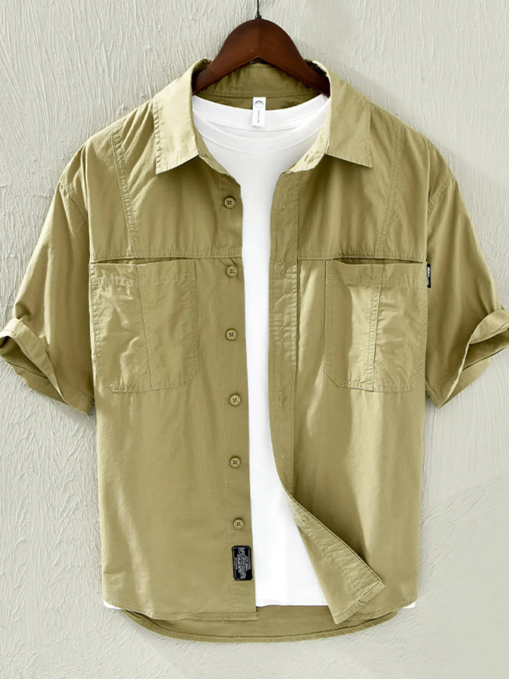 Men's Plus Size Casual Short Sleeve Button-Down Shirt from Armoire Gemzis