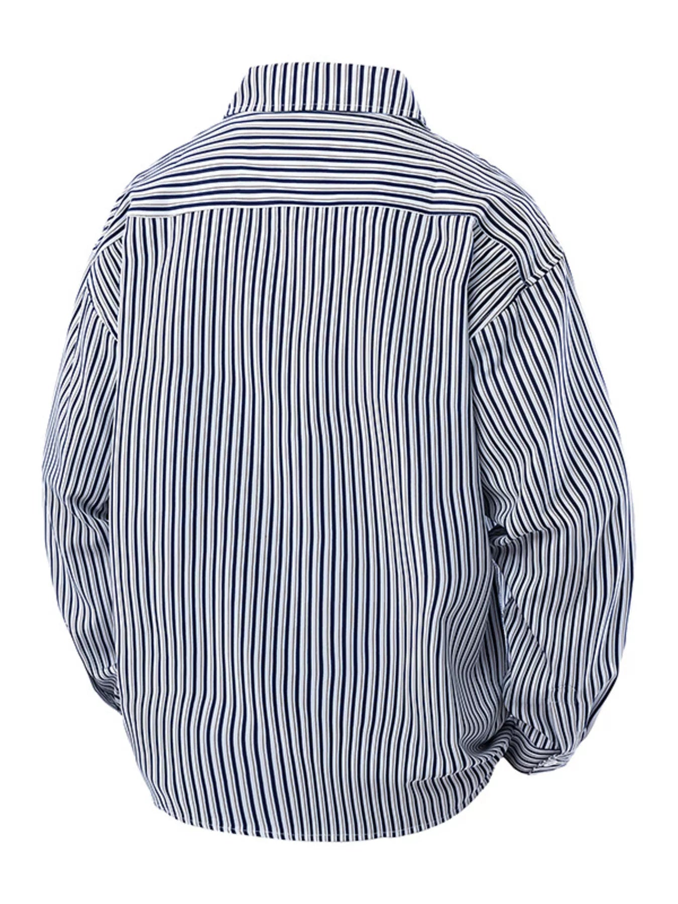 Men's Plus Size Striped Casual Long Sleeve Shirt from Armoire Gemzis