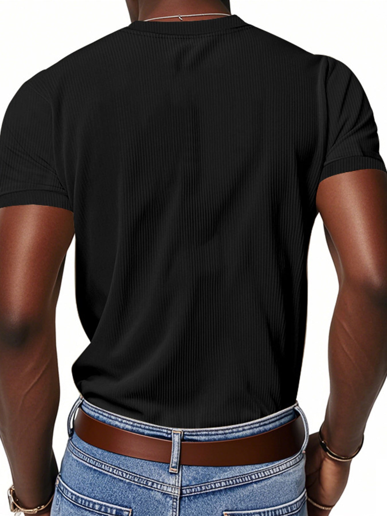 Men's Full Size Ribbed V-Neck T-Shirt Plus Size from Armoire Gemzis