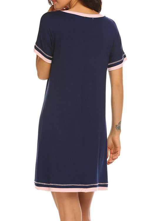 Contrast Trim Short Sleeve Lounge Dress from Armoire Gemzis