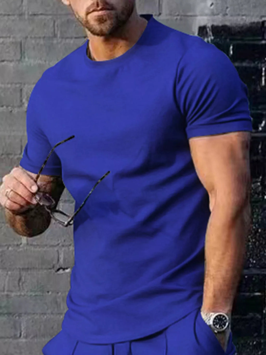 Men's Plus Size Solid Color Casual T-Shirt from Armoire Gemzis