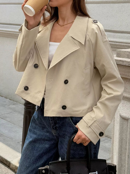 Cropped Double-Breasted Raglan Sleeve Jacket from Armoire Gemzis