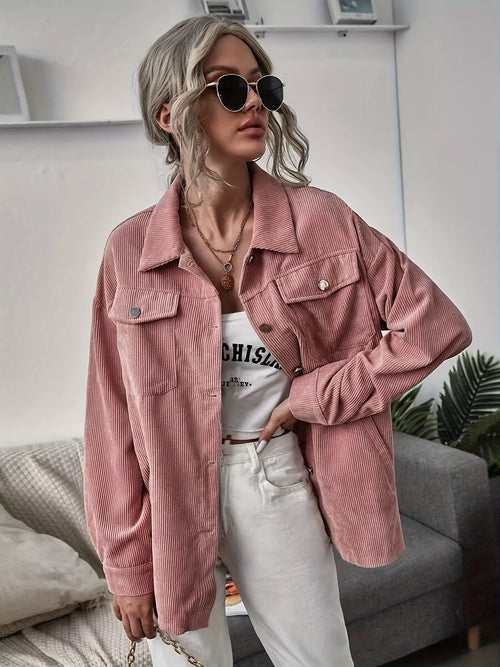 Casual Corduroy Button-Up Shacket from Armoire Gemzis