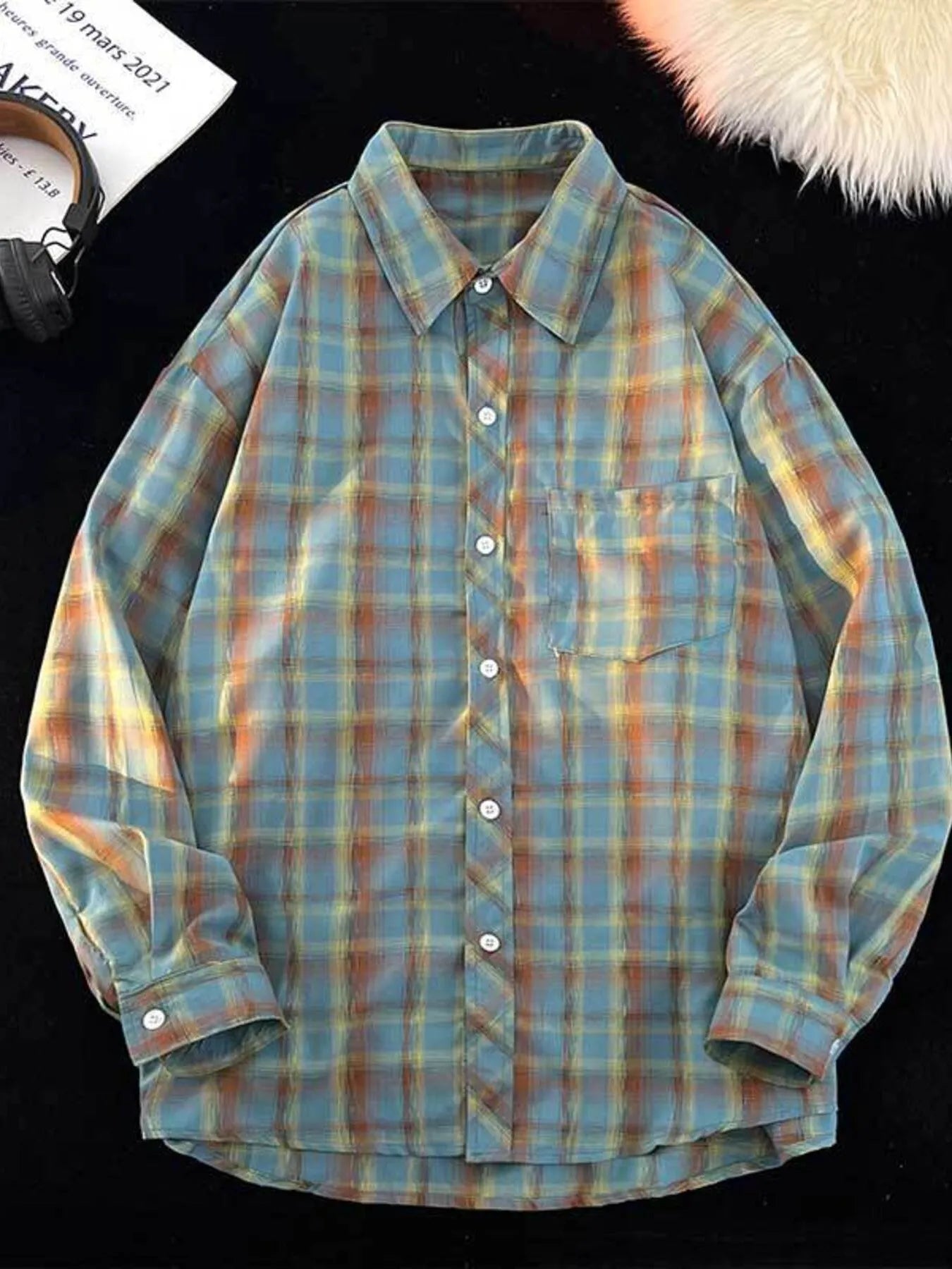 Men's Full Size Plaid Button Up Oversized Shirt Plus Size from Armoire Gemzis