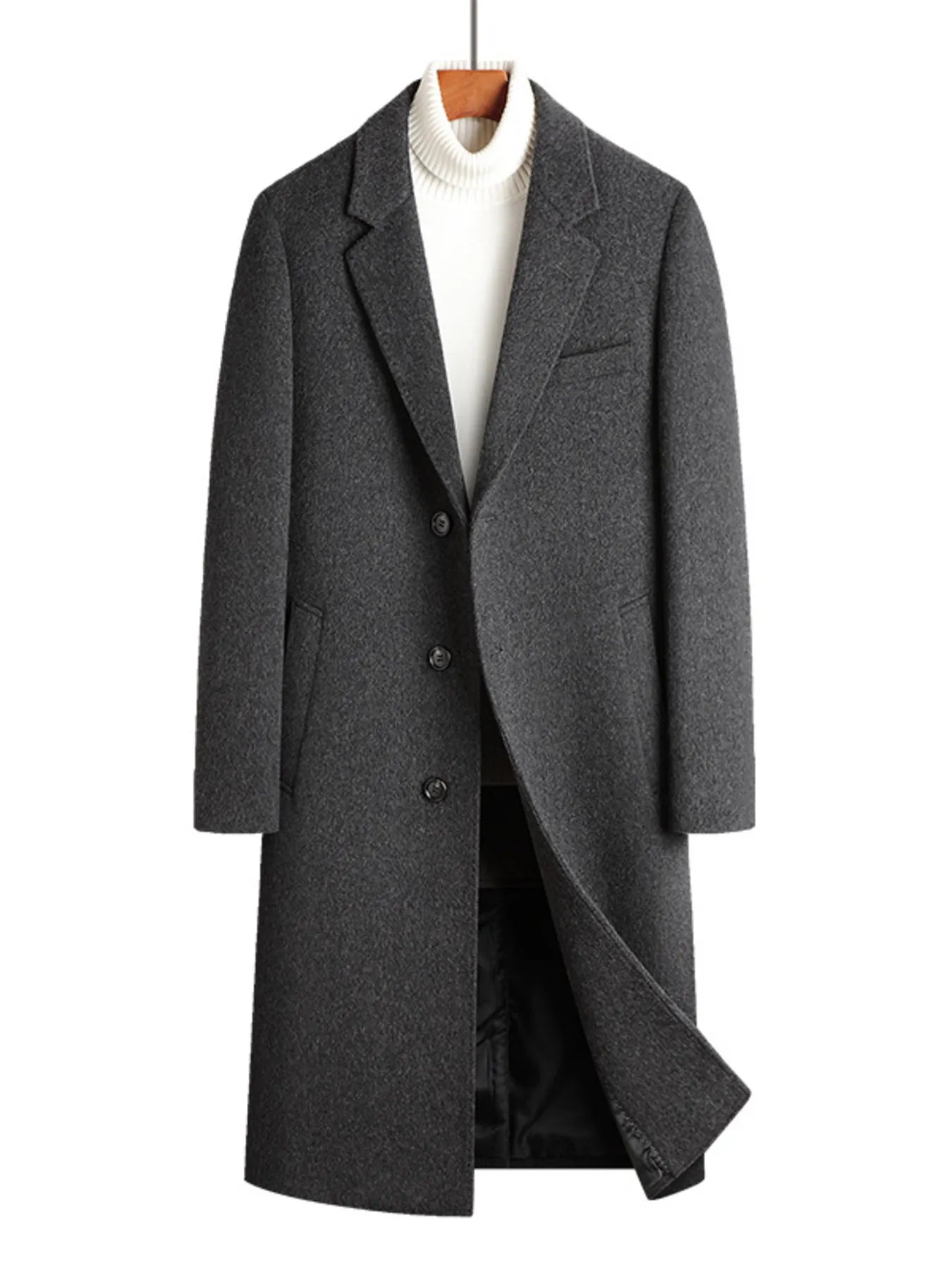 Men's Classic Button Up Longline Overcoat from Armoire Gemzis