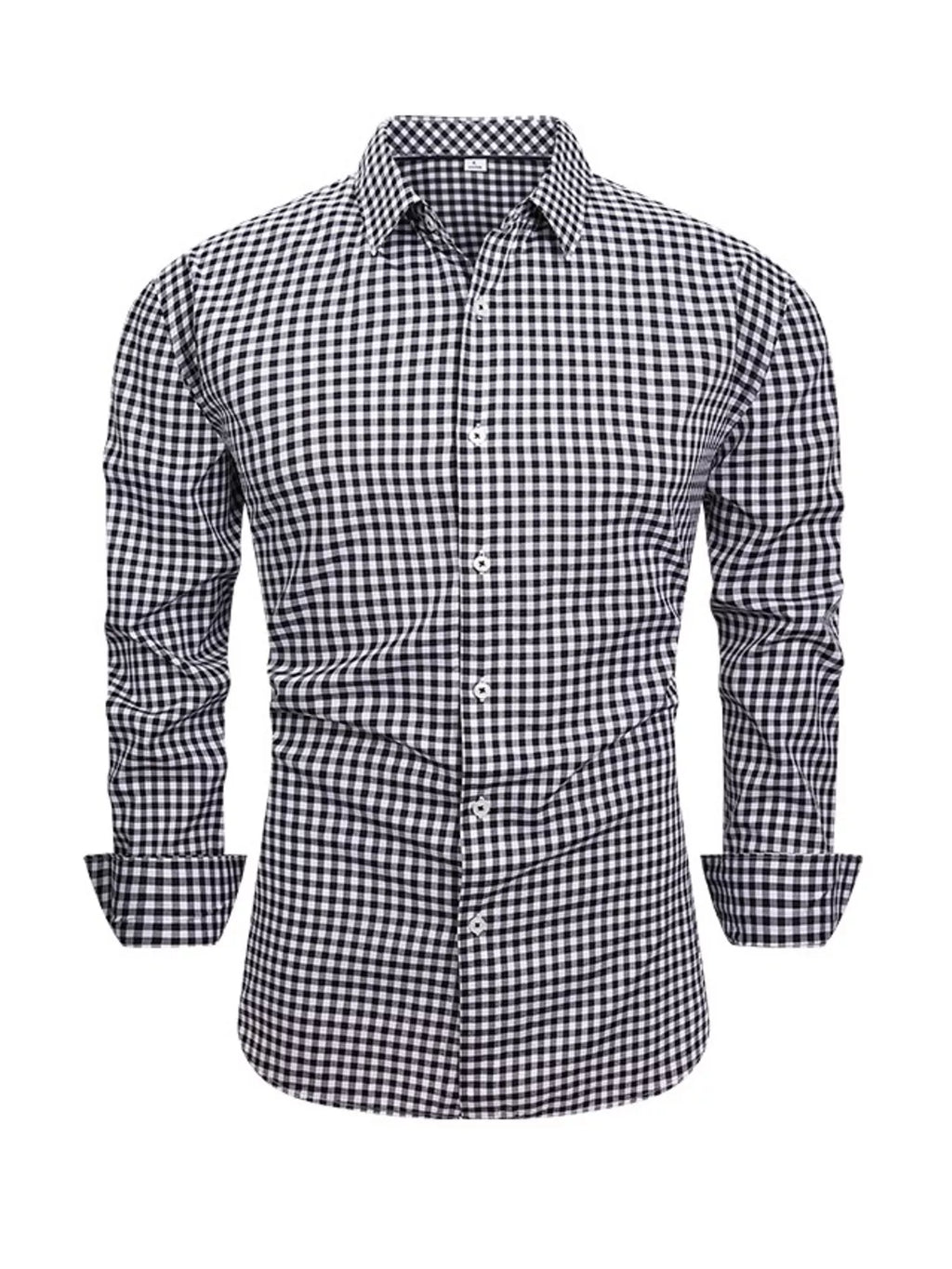Men's Full Size Classic Fit Long Sleeve Gingham Shirt Plus Size from Armoire Gemzis