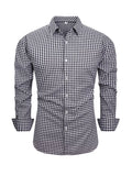Men's Full Size Classic Fit Long Sleeve Gingham Shirt Plus Size from Armoire Gemzis