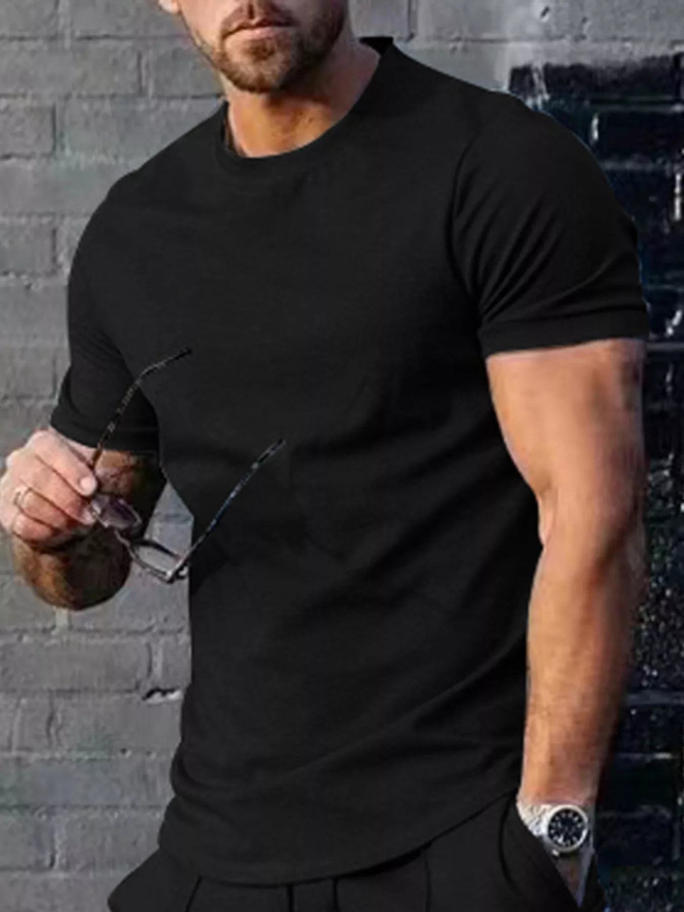 Men's Plus Size Solid Color Casual T-Shirt from Armoire Gemzis