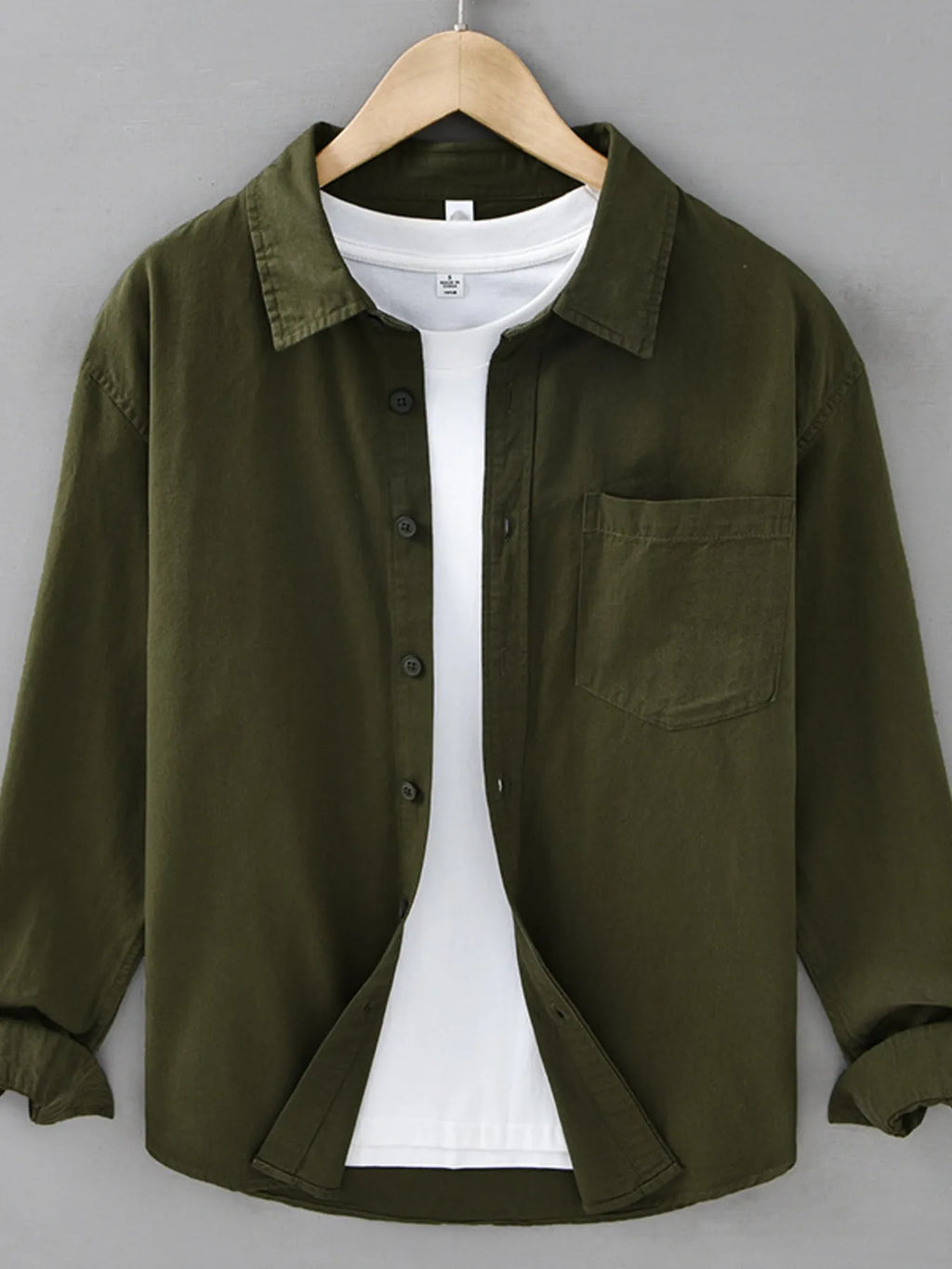 Men's Plus Size Casual Solid Color Long Sleeve Shirt from Armoire Gemzis