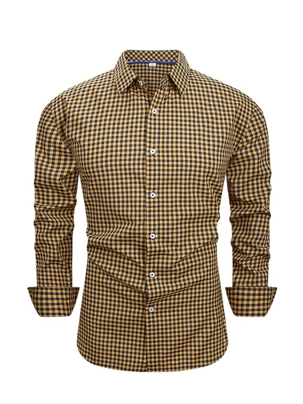 Men's Full Size Classic Fit Long Sleeve Gingham Shirt Plus Size from Armoire Gemzis