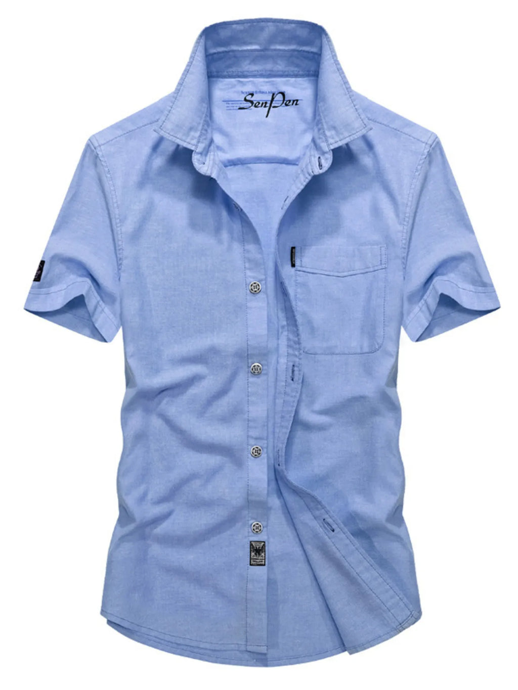 Men's Plus Size Casual Short Sleeve Button-Down Shirt from Armoire Gemzis