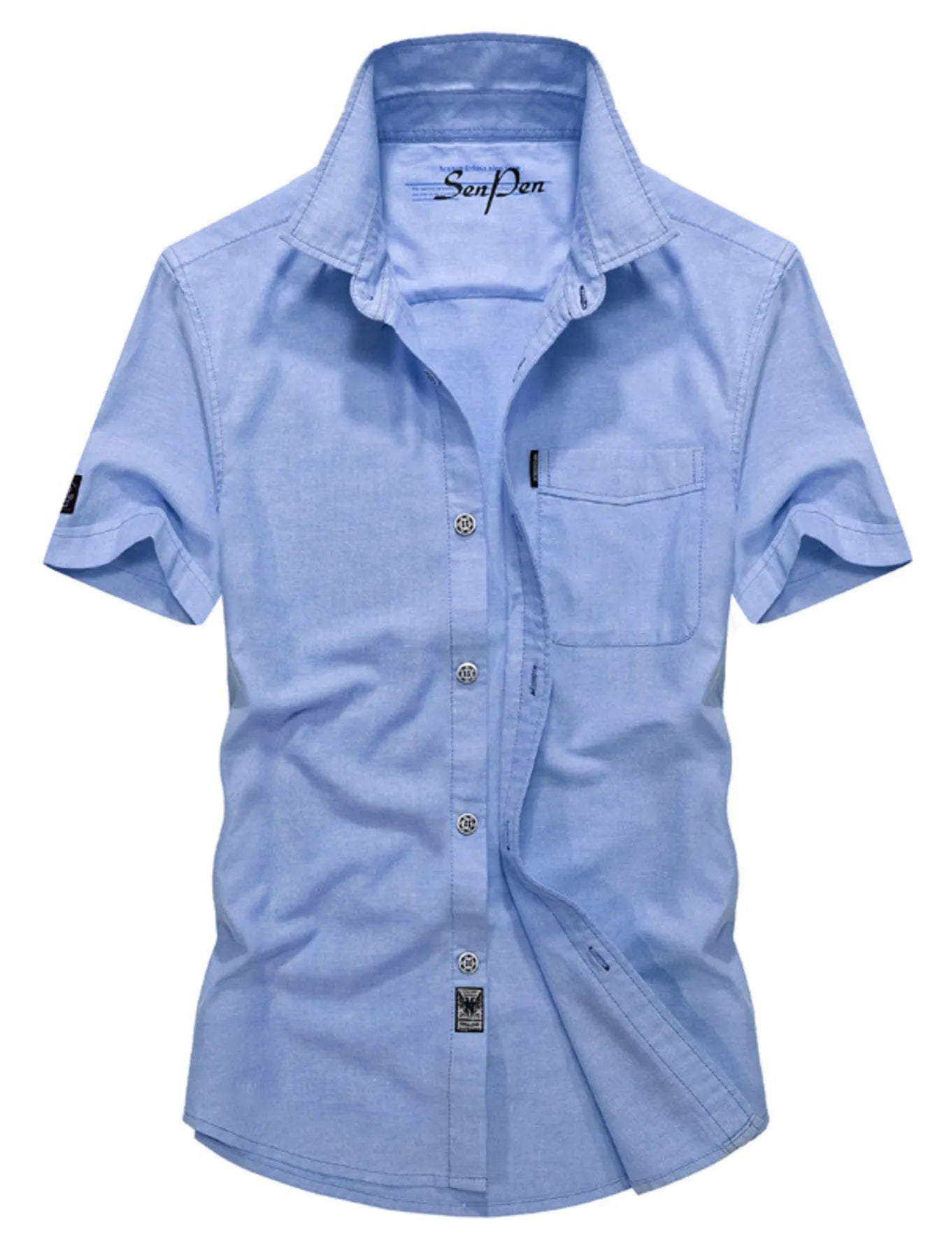 Men's Plus Size Casual Short Sleeve Button-Down Shirt from Armoire Gemzis