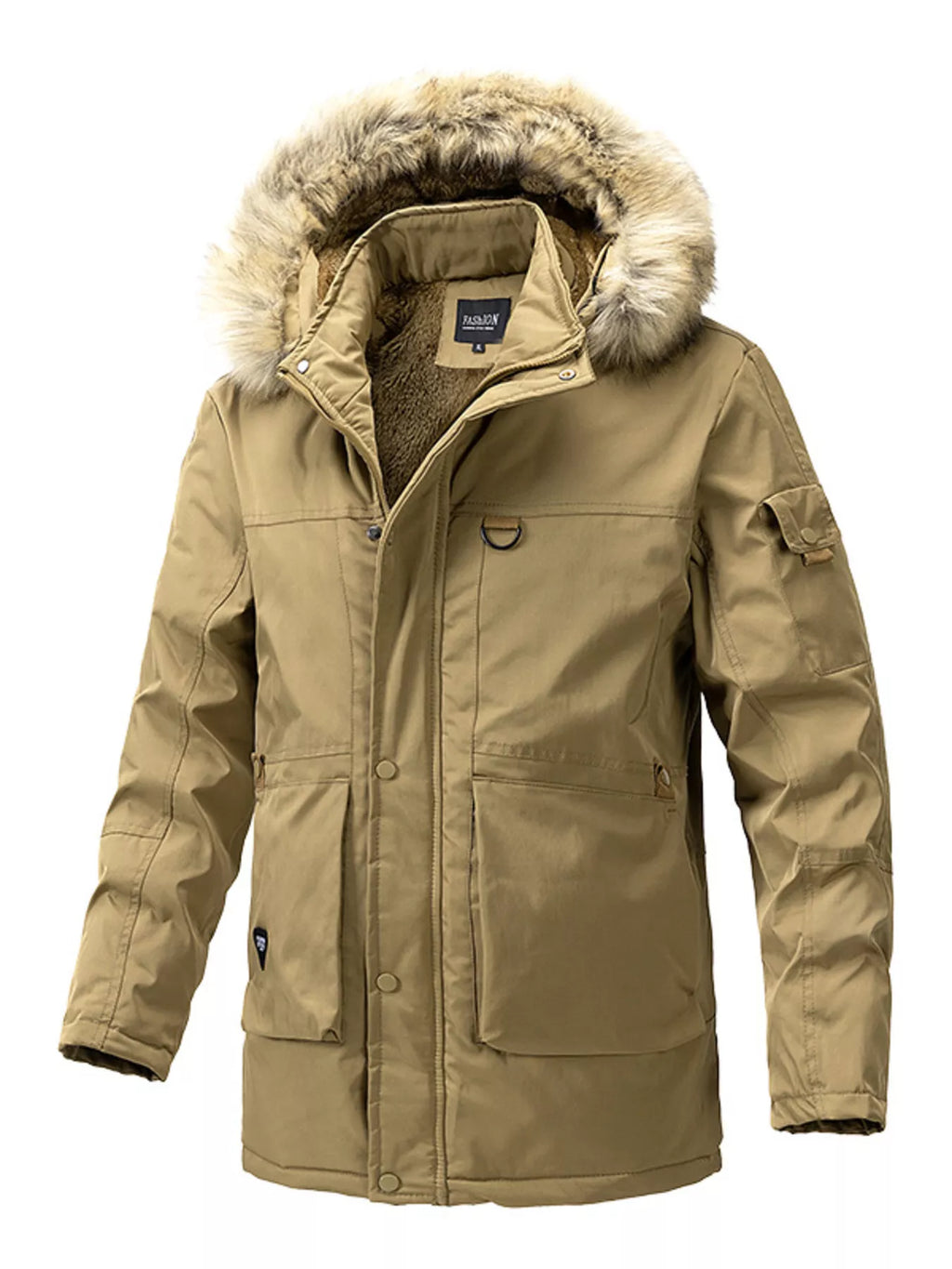 Men's Plus Size Fur Hooded Winter Parka Coat from Armoire Gemzis