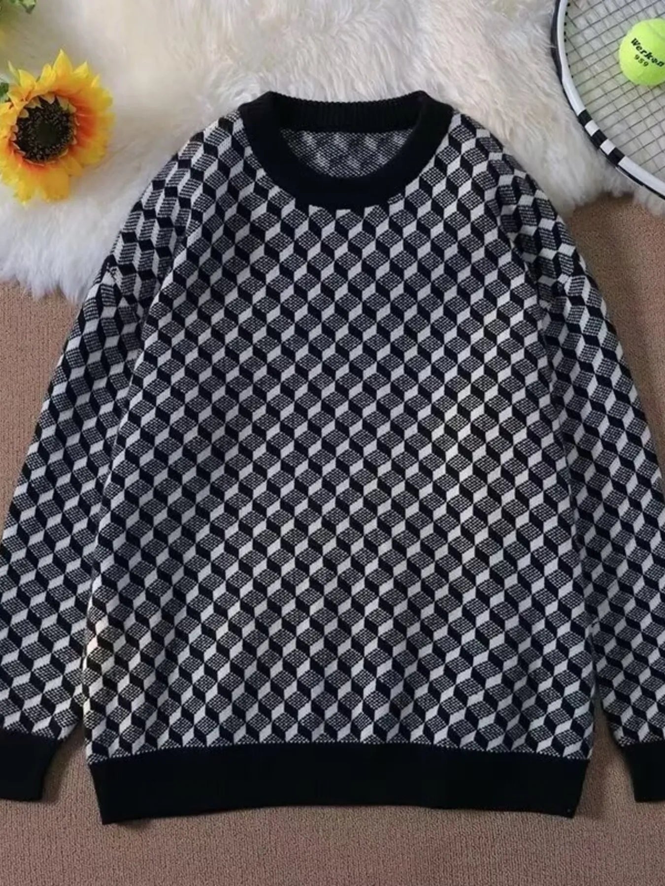 Men's Full Size Round Neck Long Sleeve Sweater Plus Size from Armoire Gemzis