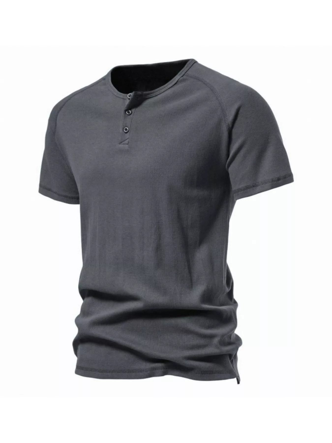 Men's Plus Size Button Detail Casual Henley T-Shirt from Armoire Gemzis