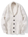 Men's Shawl Collar Cable Knit Button-Up Cardigan from Armoire Gemzis