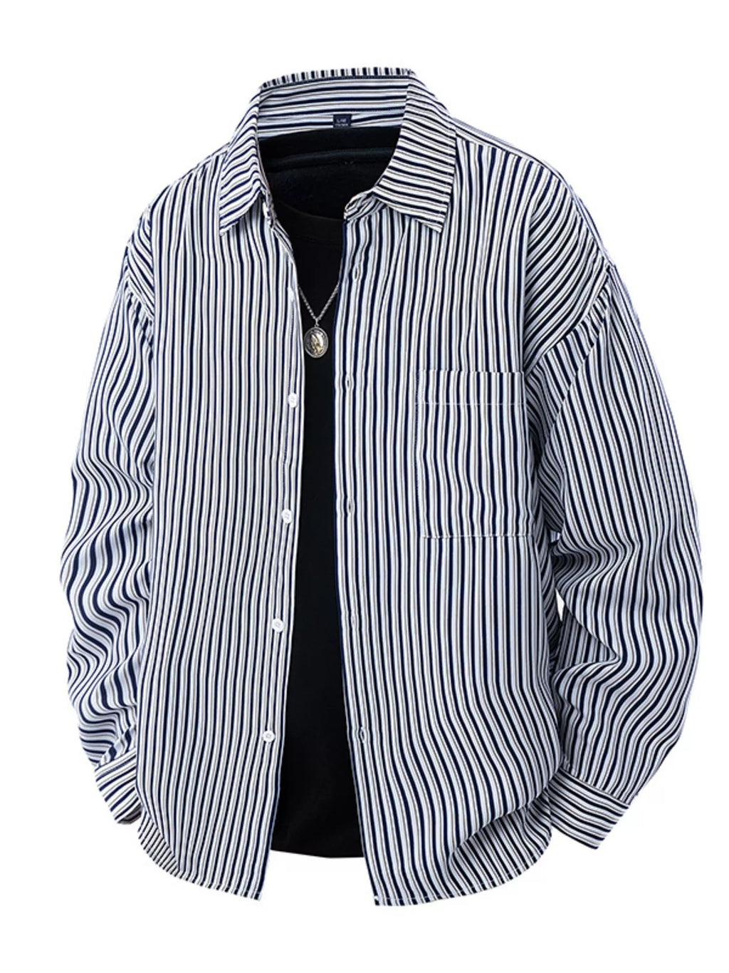 Men's Plus Size Striped Casual Long Sleeve Shirt from Armoire Gemzis