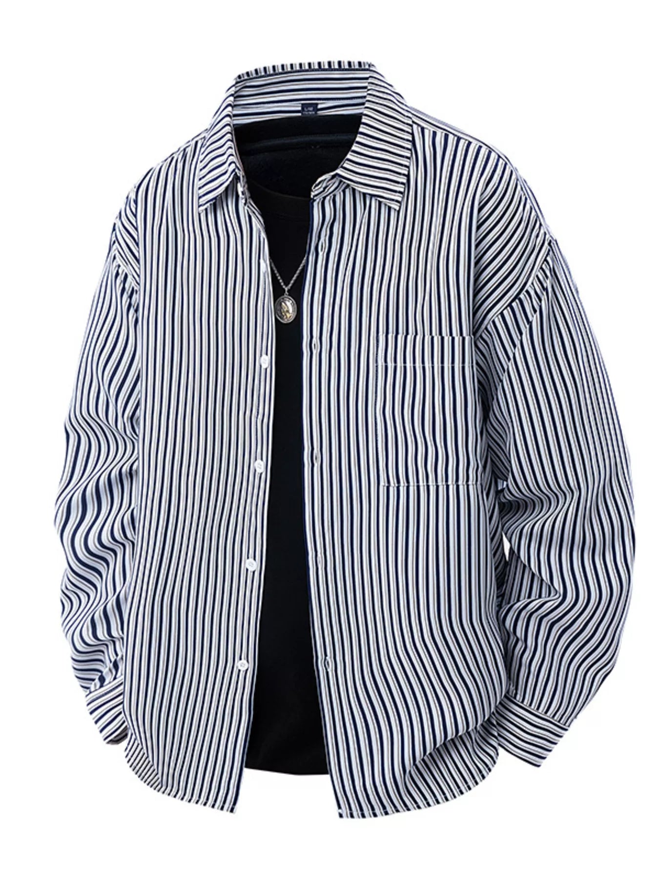 Men's Plus Size Striped Casual Long Sleeve Shirt from Armoire Gemzis