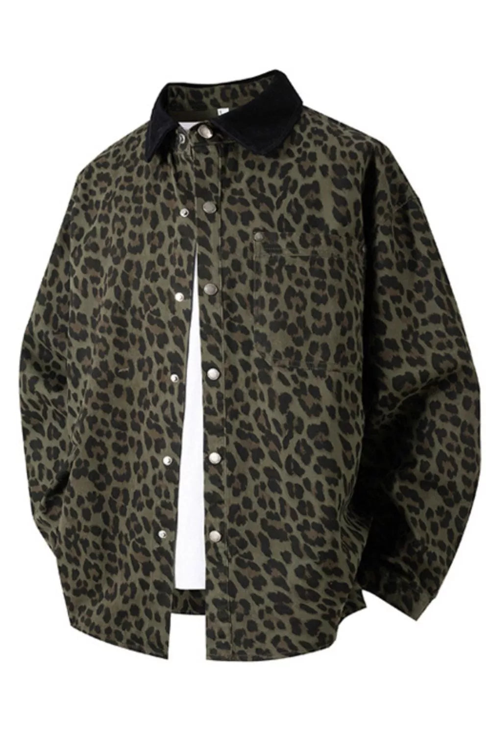 Men's Plus Size Leopard Print Snap Down Shirt from Armoire Gemzis