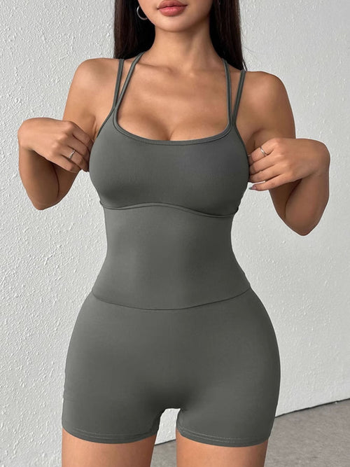 Double Spaghetti Strap Active Romper from Armoire Gemzis