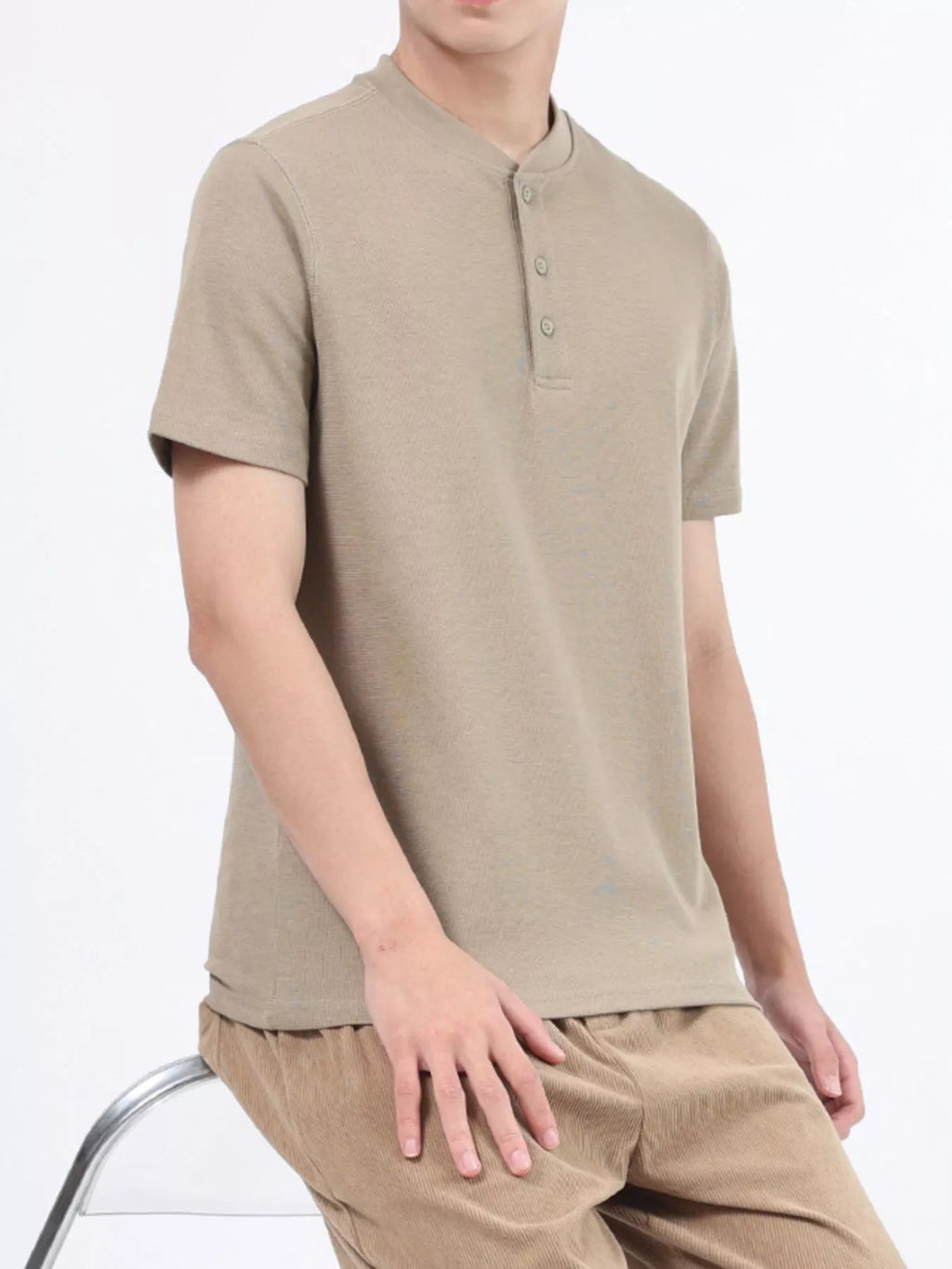 Men's Plus Size Casual Button Detail Short Sleeve T-Shirt from Armoire Gemzis