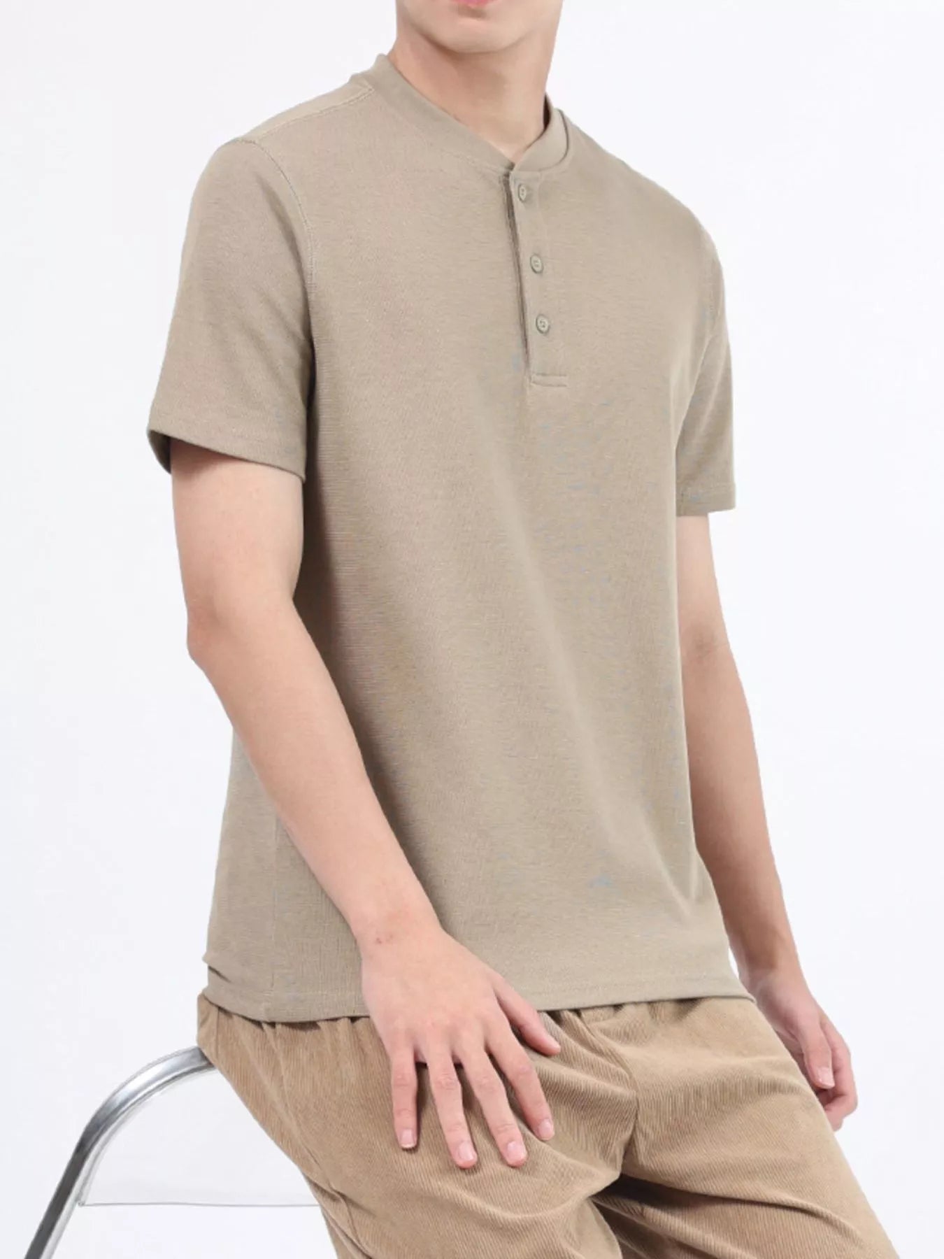 Men's Plus Size Casual Button Detail Short Sleeve T-Shirt from Armoire Gemzis