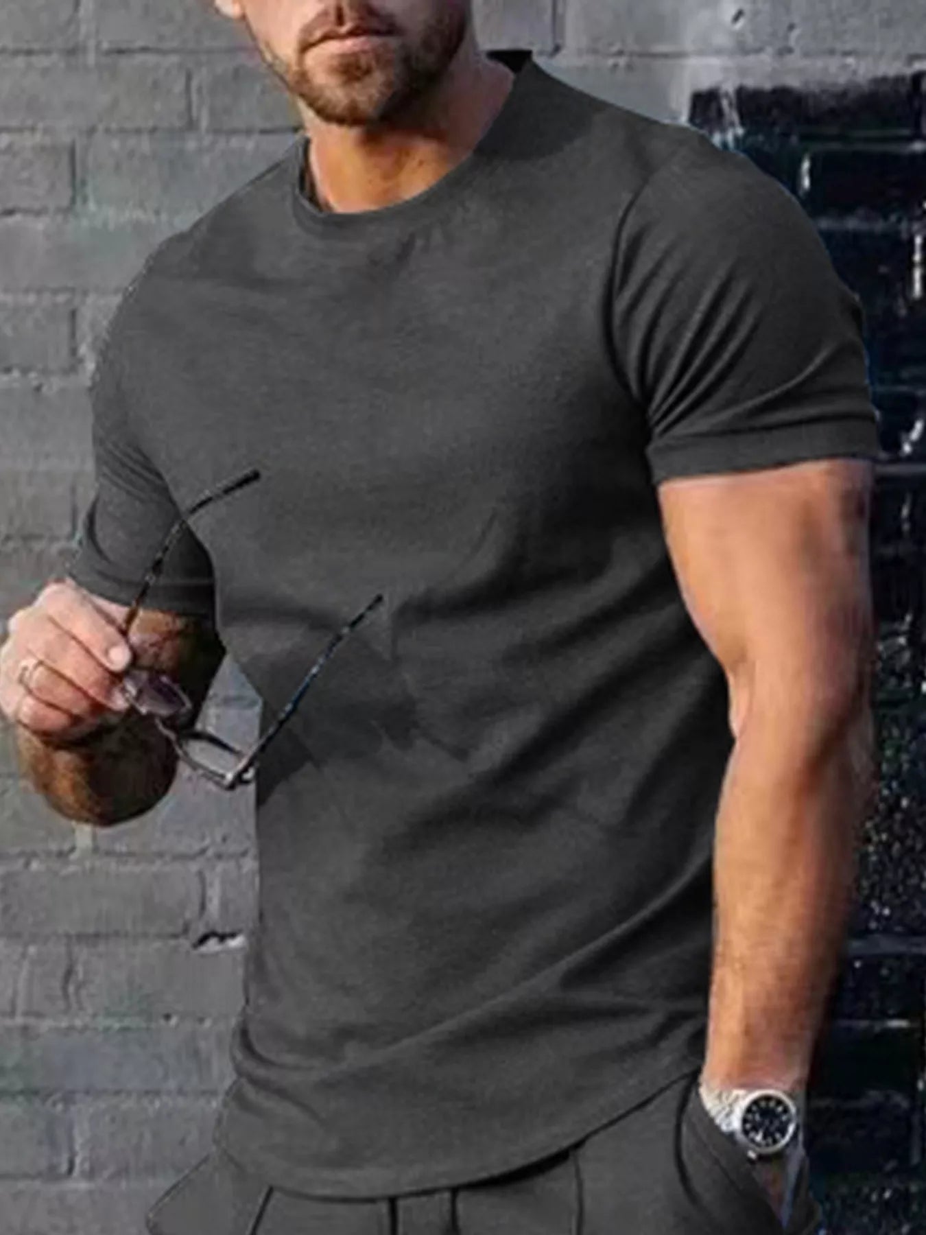 Men's Plus Size Solid Color Casual T-Shirt from Armoire Gemzis
