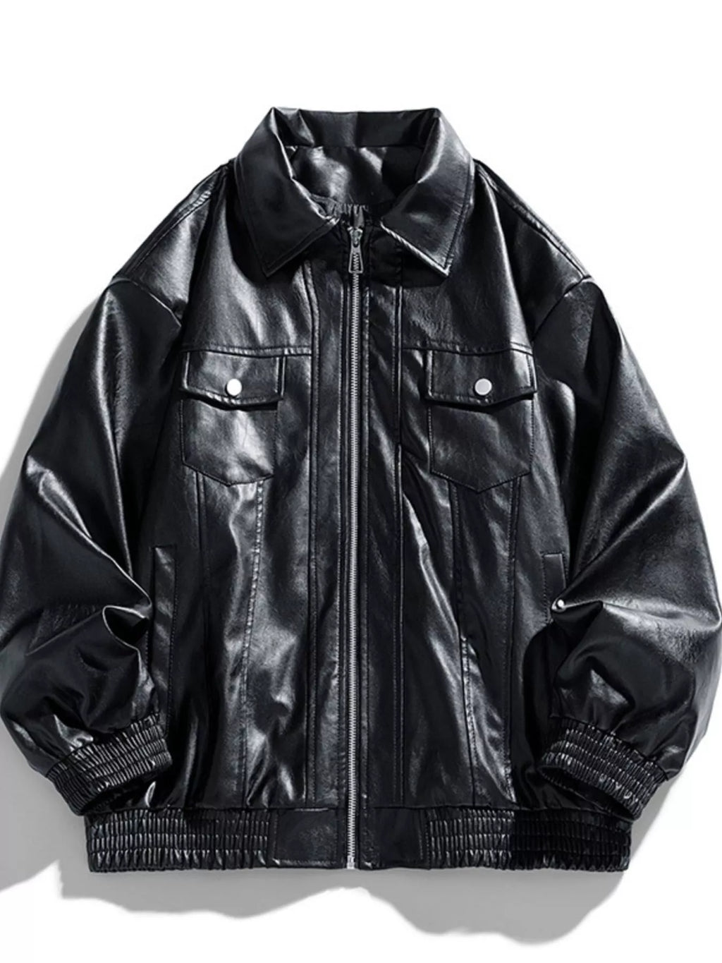 Men's Plus Size Zip Up Leather Jacket from Armoire Gemzis