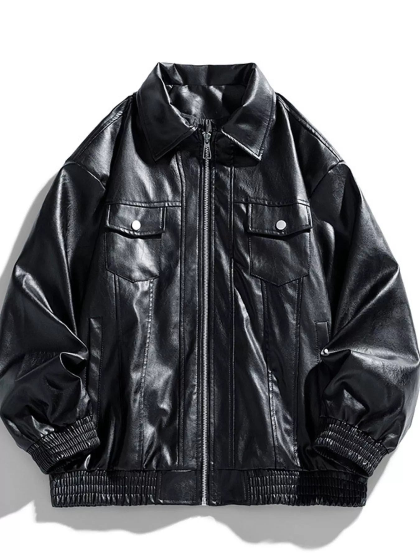 Men's Plus Size Zip Up Leather Jacket from Armoire Gemzis