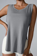 Slit Round Neck Active Tank from Armoire Gemzis