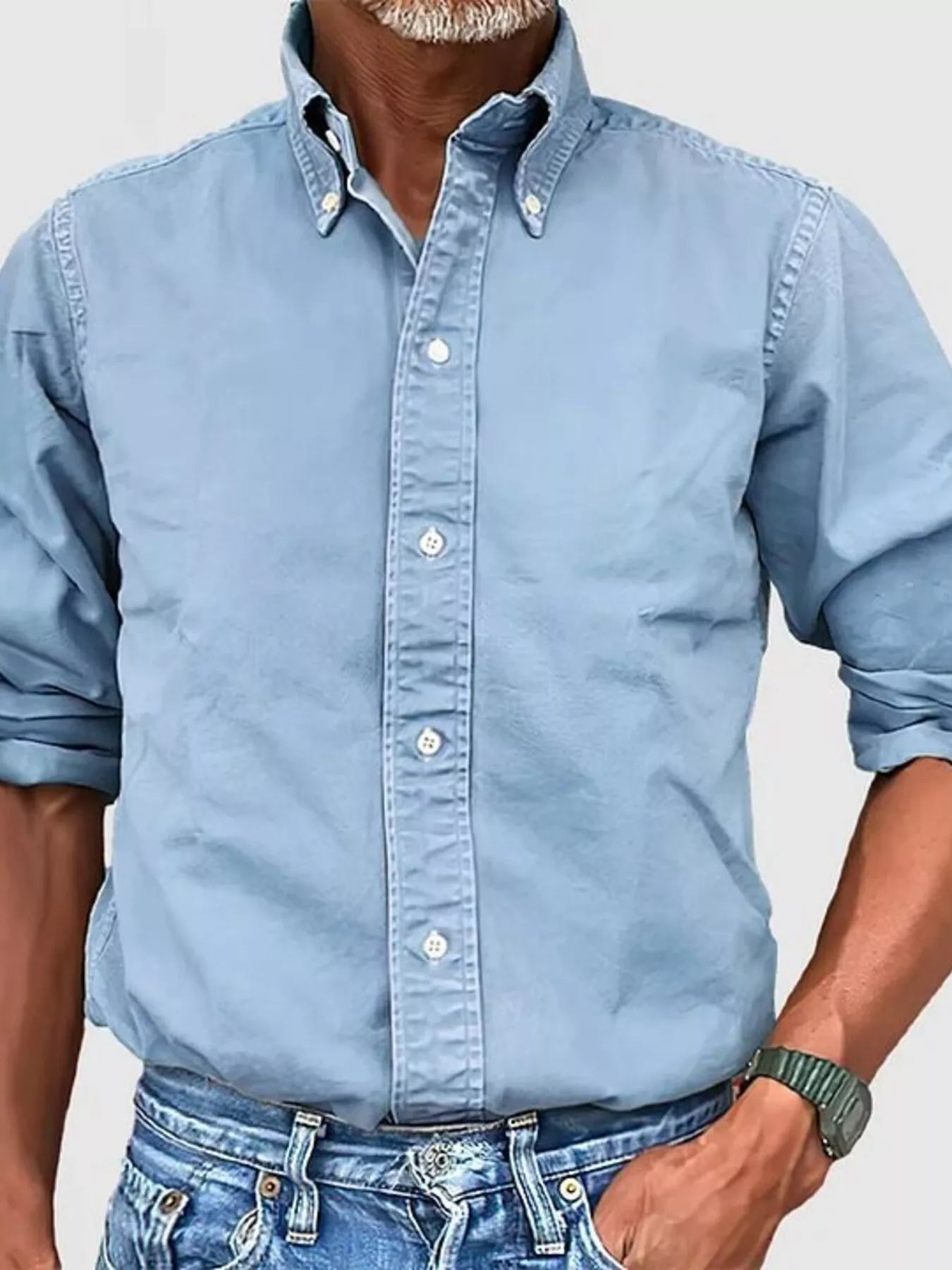 Men's Full Size Casual Button-Down Shirt Plus Size from Armoire Gemzis