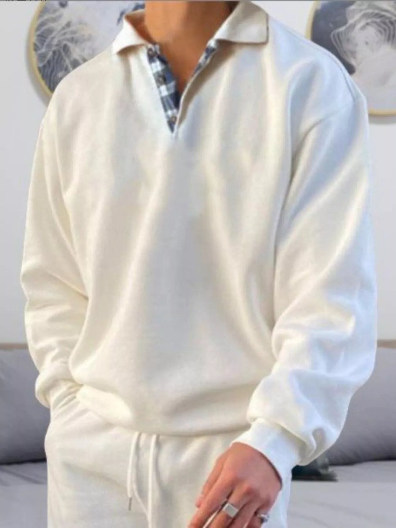Men's Plus Size Casual Polo Collar Long Sleeve Top from Armoire Gemzis