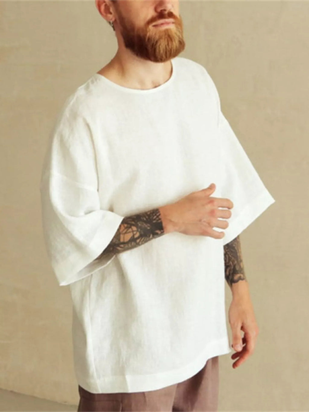 Men's Full Size Loose Fit Round Neck T-Shirt Plus Size from Armoire Gemzis