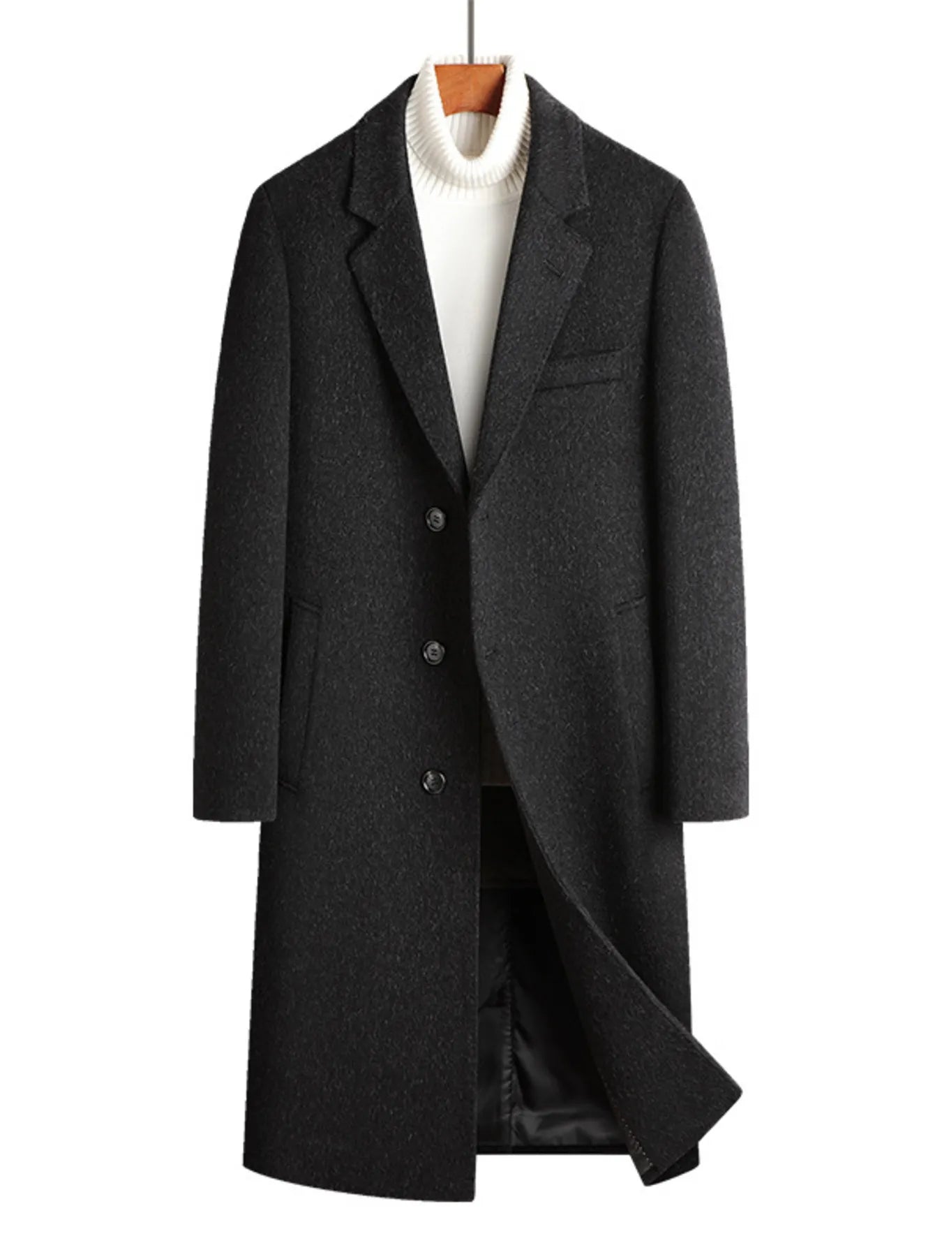 Men's Classic Button Up Longline Overcoat from Armoire Gemzis