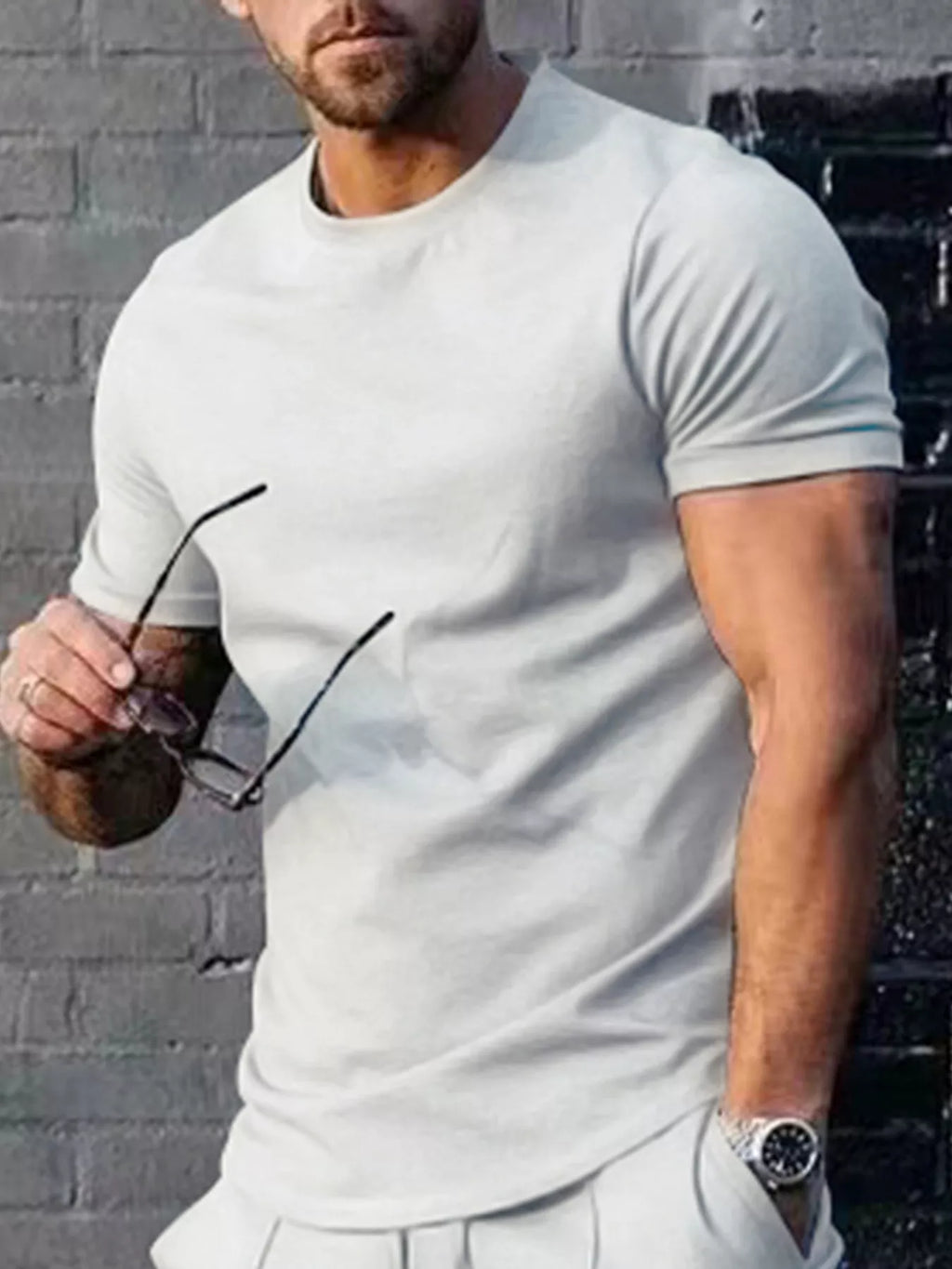 Men's Plus Size Solid Color Casual T-Shirt from Armoire Gemzis